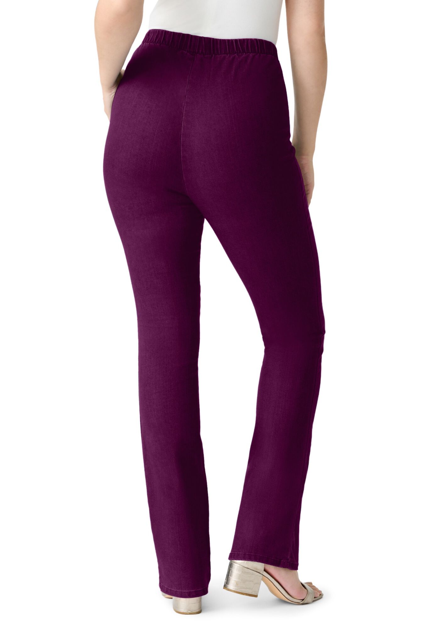 Plus Size Comfort Stretch Straight Leg Jean, DARK BERRY, alternate image number 2