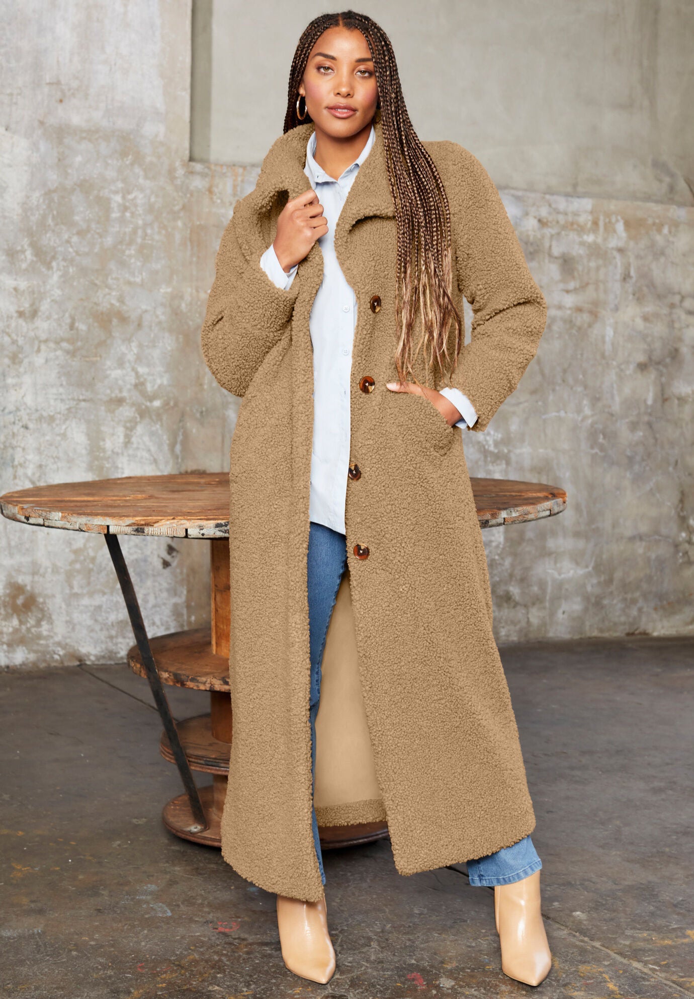 Maxi Teddy Fleece Coat Catherines