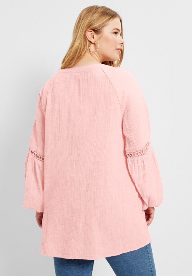 Crochet-Sleeve Popover Tunic, , on-hover image number null