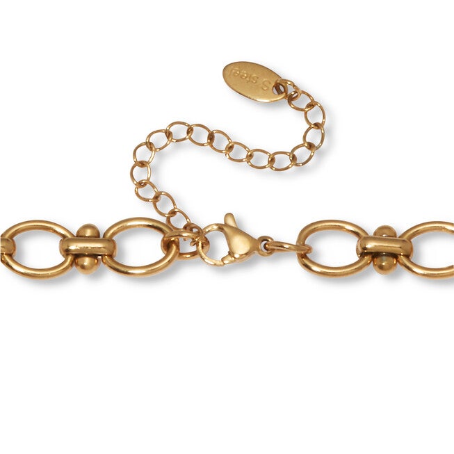 Yellow Gold Ion-Plated Stainless Steel Round Link Necklace Set, 18 to 20-inch, GOLD, on-hover image number null