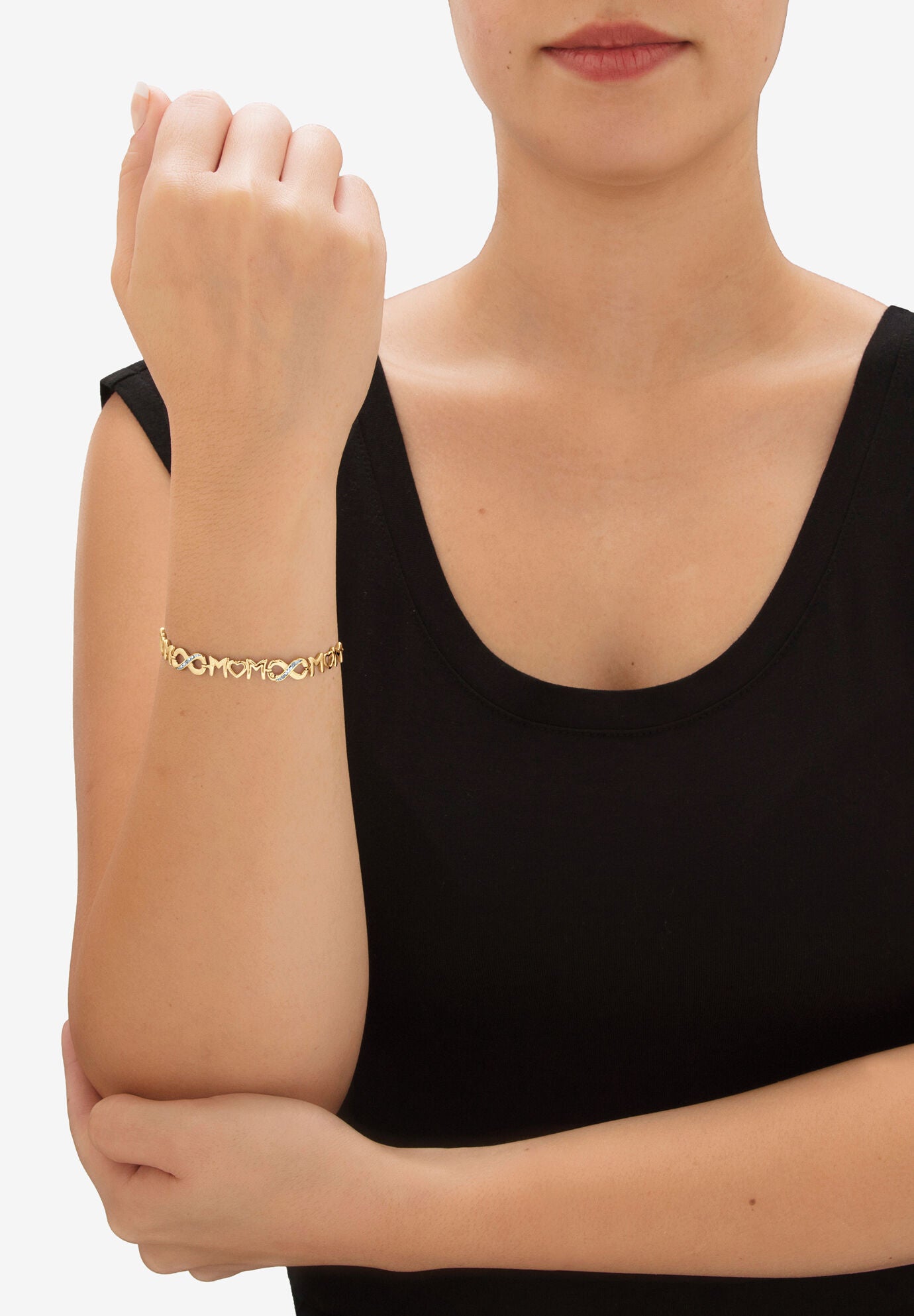 Gold-Plated Sterling Silver Diamond Accent "Mom" Slider Bracelet 10 inches, , alternate image number 2