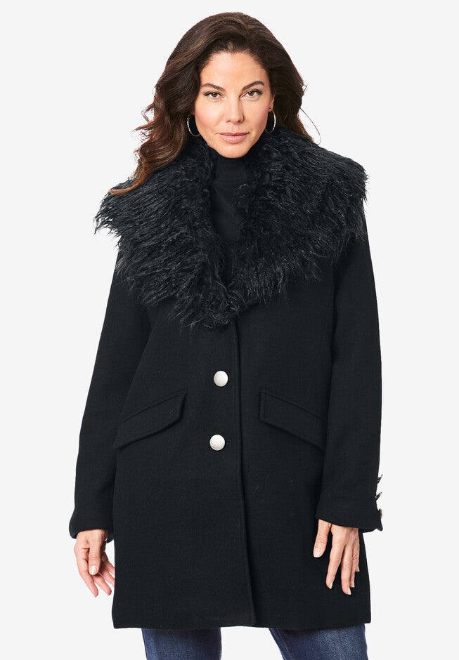 Short Wool Blend Coat, BLACK, hi-res image number null