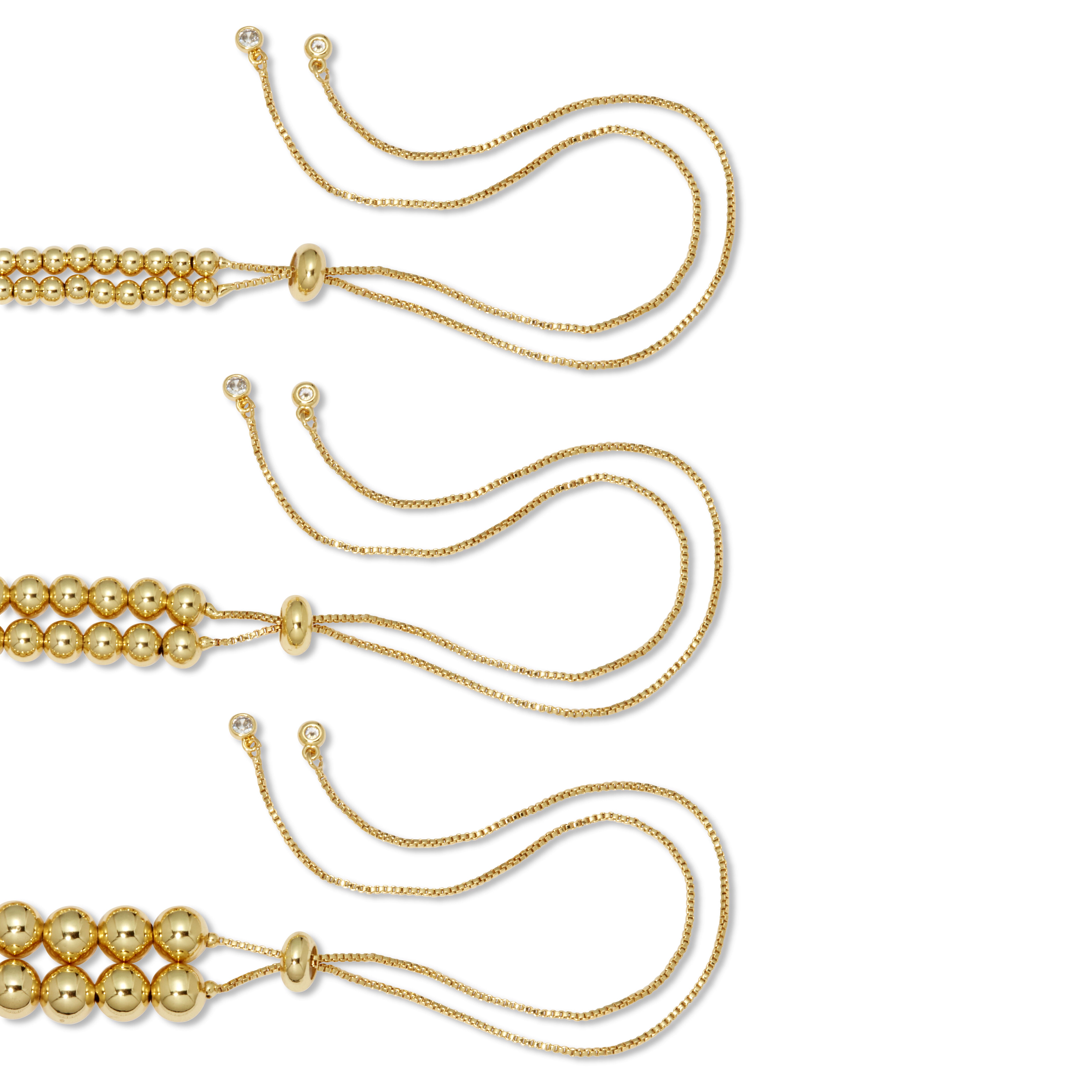 Goldtone Ball Bead Bracelets 7-inch length plus 2-inch extension, 3-Piece Set, GOLD, on-hover image number 1