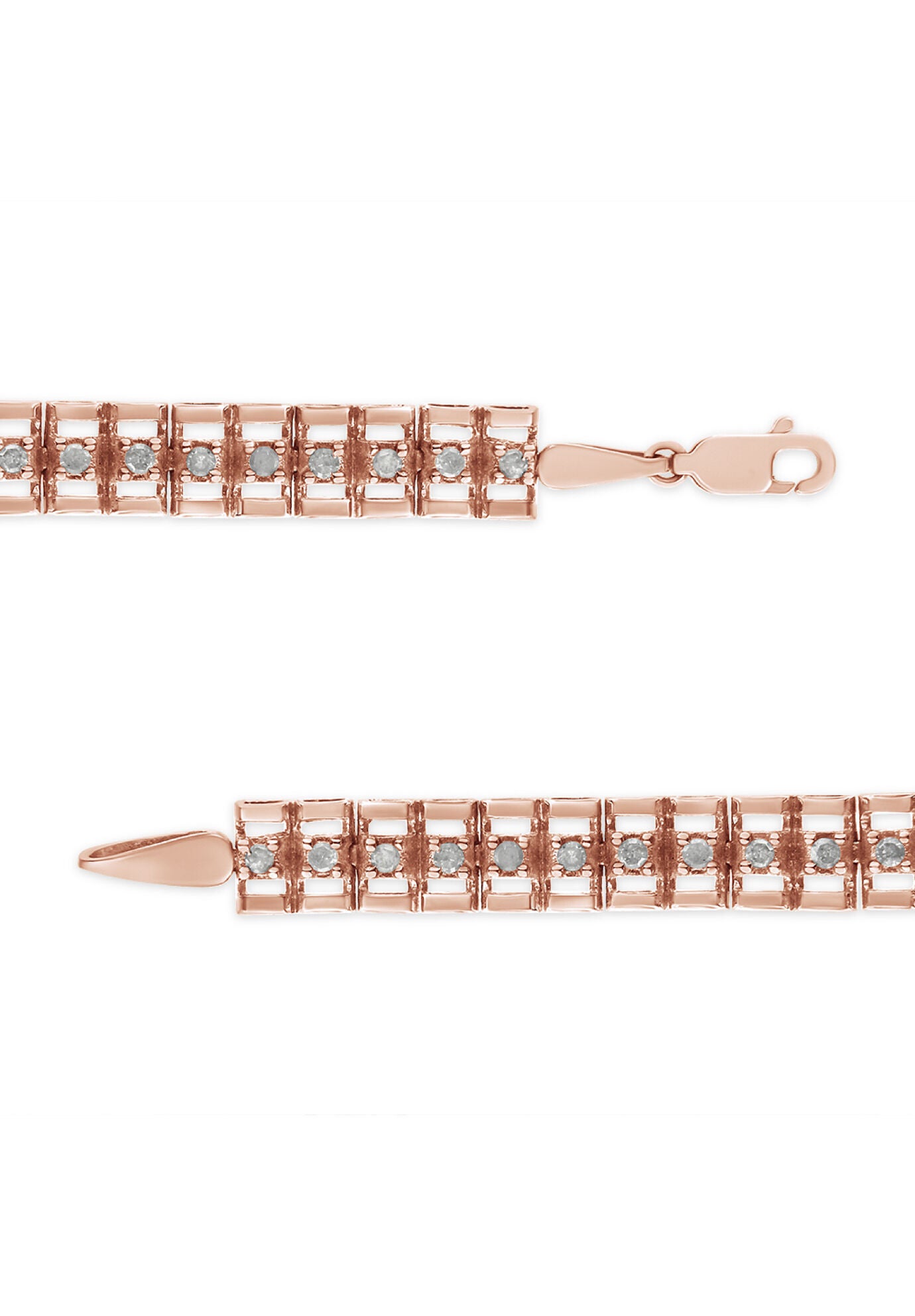 Rose Gold Plated Sterling Silver 2.0 Cttw Diamond Doublelink Tennis Bracelet, , alternate image number 3