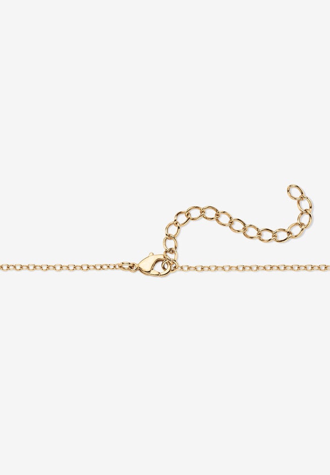 White Diamond Accent Two-Tone 18K Gold-Plated Cross Pendant Necklace 18 inches, , on-hover image number 1
