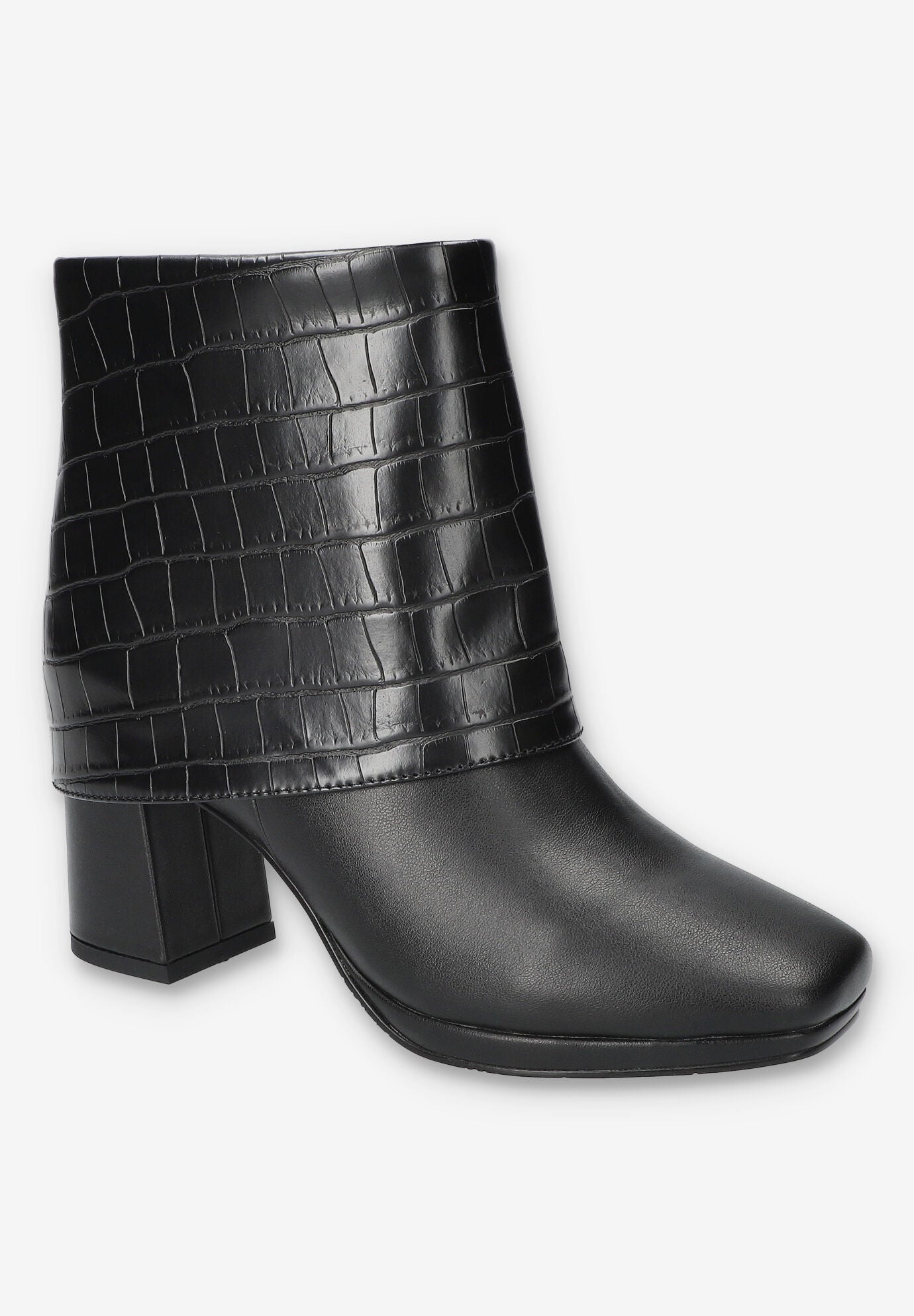 Sutton Sqaure Toe Ankle Boot, BLACK CROCO, hi-res image number 0