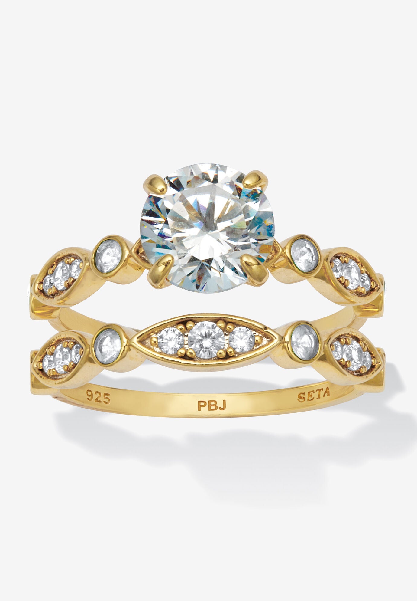 2.52 Tcw Round Cubic Zirconia Bridal Ring Set, GOLD, hi-res image number 0