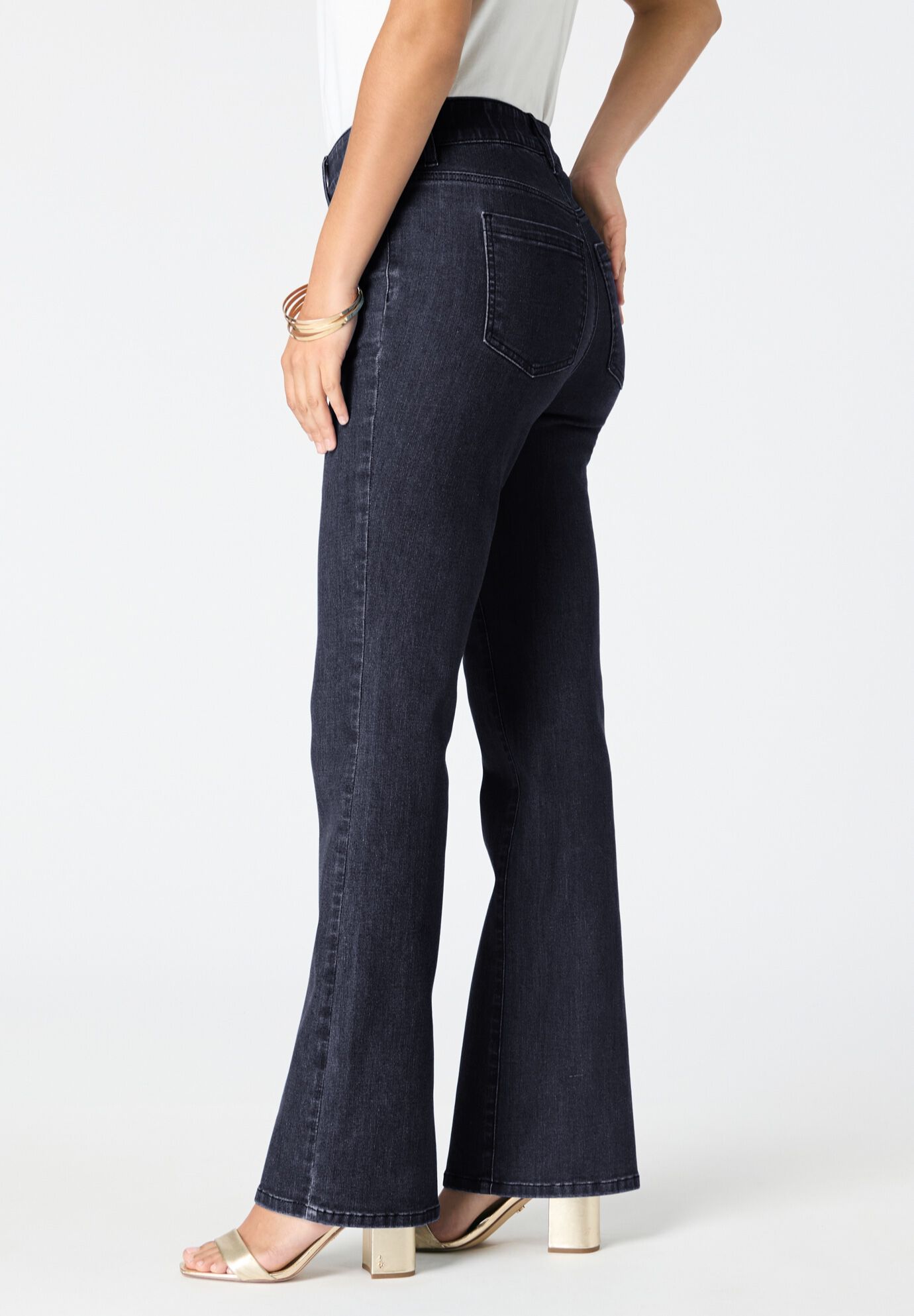 Plus Size High-Rise Tummy Control Bootcut Jeans, DARK WASH, alternate image number 3