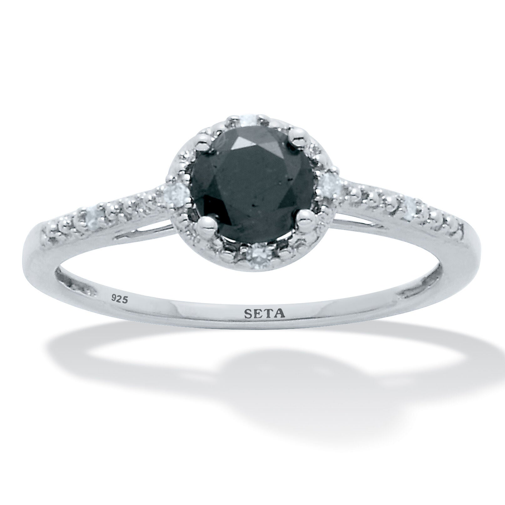 .53 TCW Black Diamond Sterling Silver Promise Ring, BLACK, hi-res image number 0