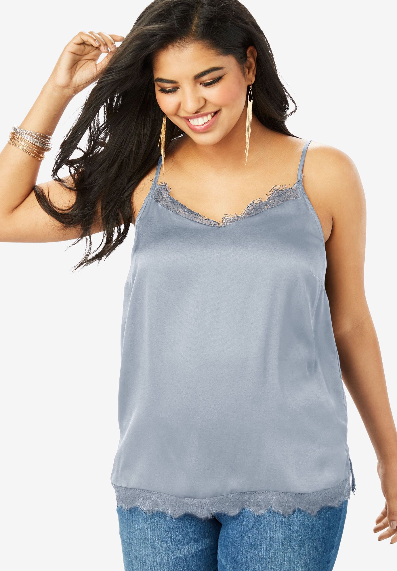 grey satin camisole top