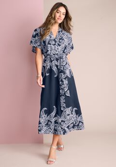 Printed Faux Wrap Dress