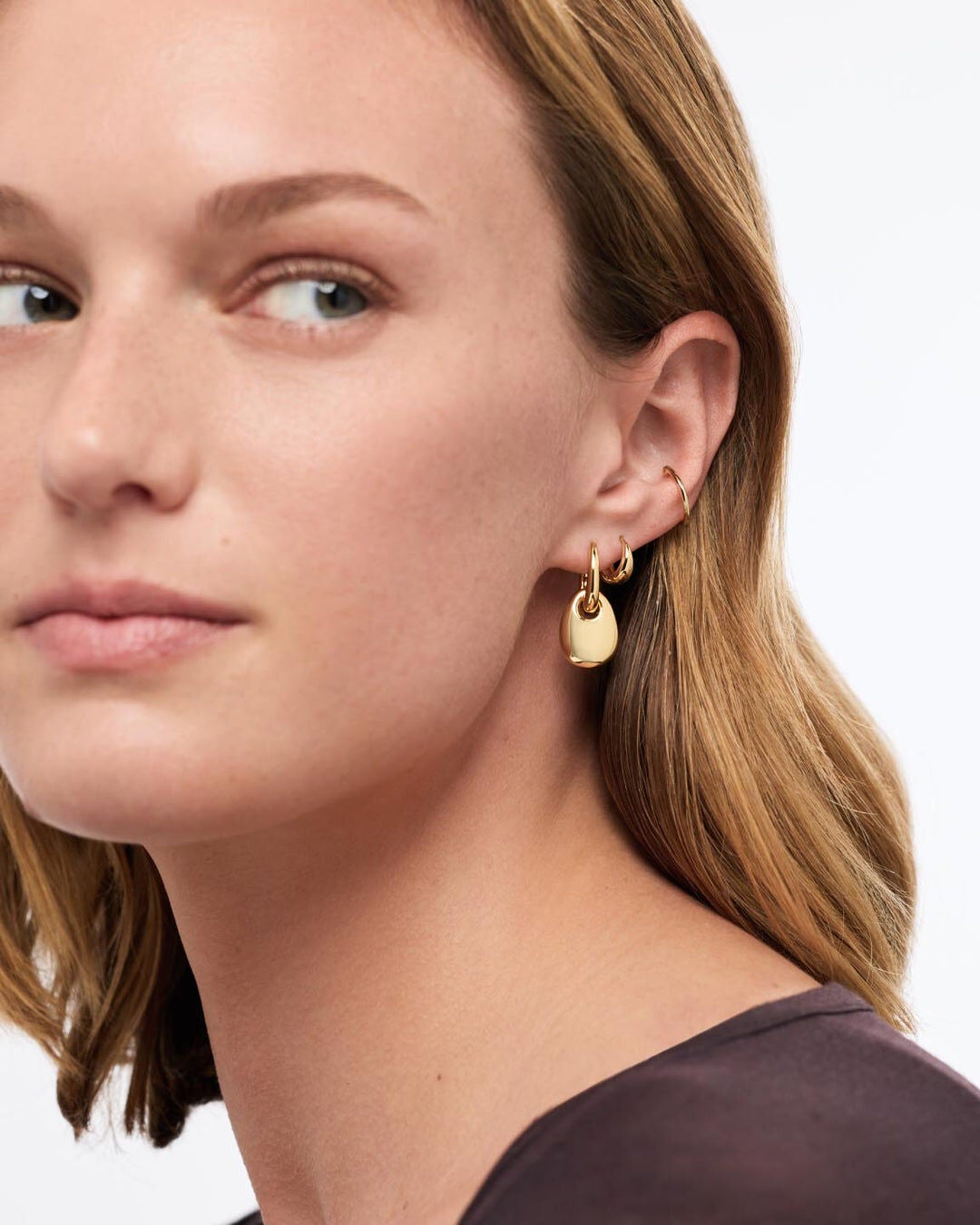 Kayla Gold Drop Earrings, GOLD, alternate image number 3