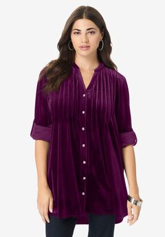 Pintuck Velour Tunic