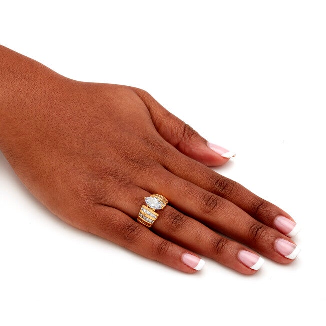 3.87 TCW Marquise-Cut Cubic Zirconia Ring in 14k Gold-plated Sterling Silver, WHITE, alternate image number null