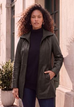 Plus Size A-Line Leather Jacket