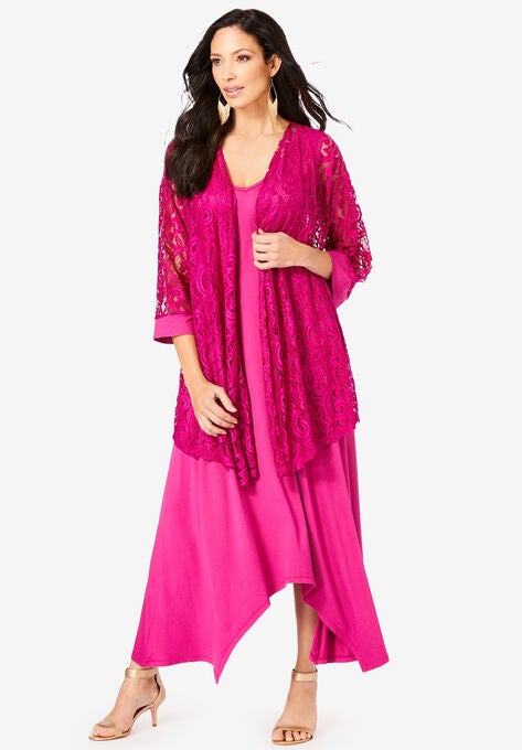 Lace Jacket Dress Set, RASPBERRY, hi-res image number null