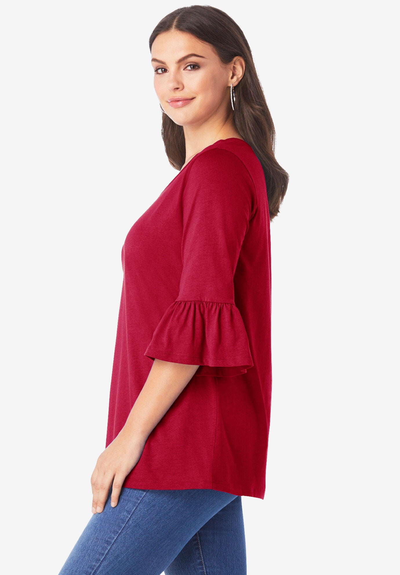Plus Size Cotton Ultimate Bell Sleeve Tee, , alternate image number 4