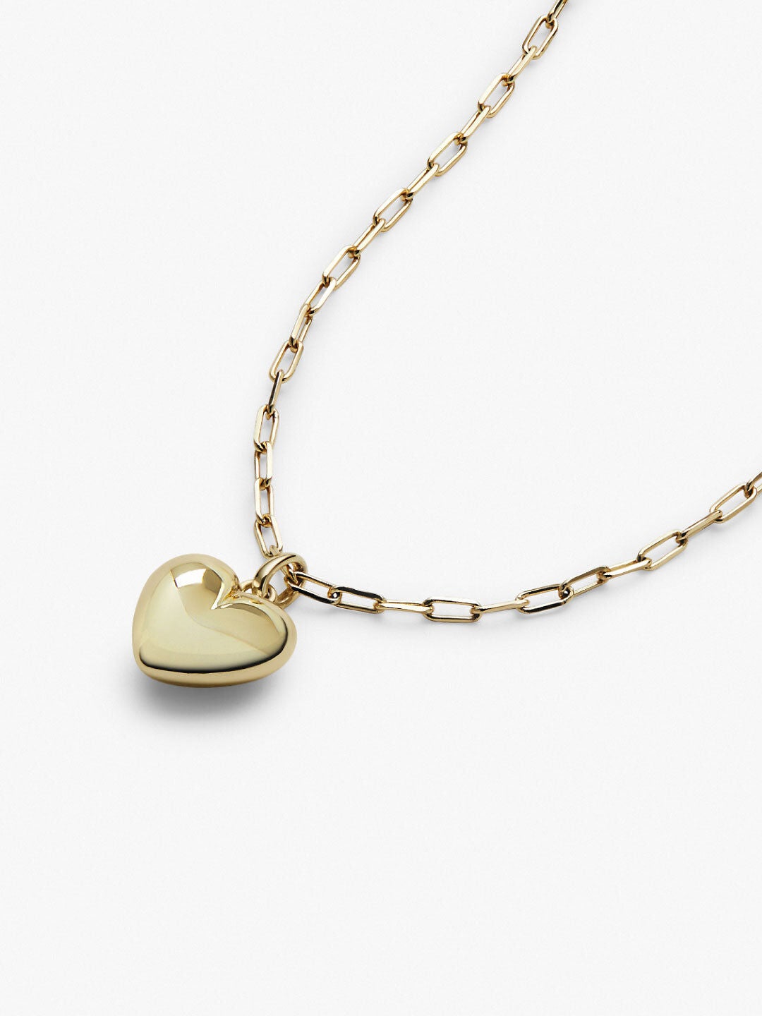 Lev Puffed Heart Necklace, GOLD, alternate image number 2
