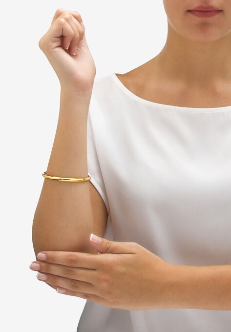 Etched Bangle Bracelet In 18K Yellow Gold Over .925 Sterling Silver 7", , alternate image number null