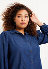 Blouson-Sleeve Chambray Top, , alternate image number null