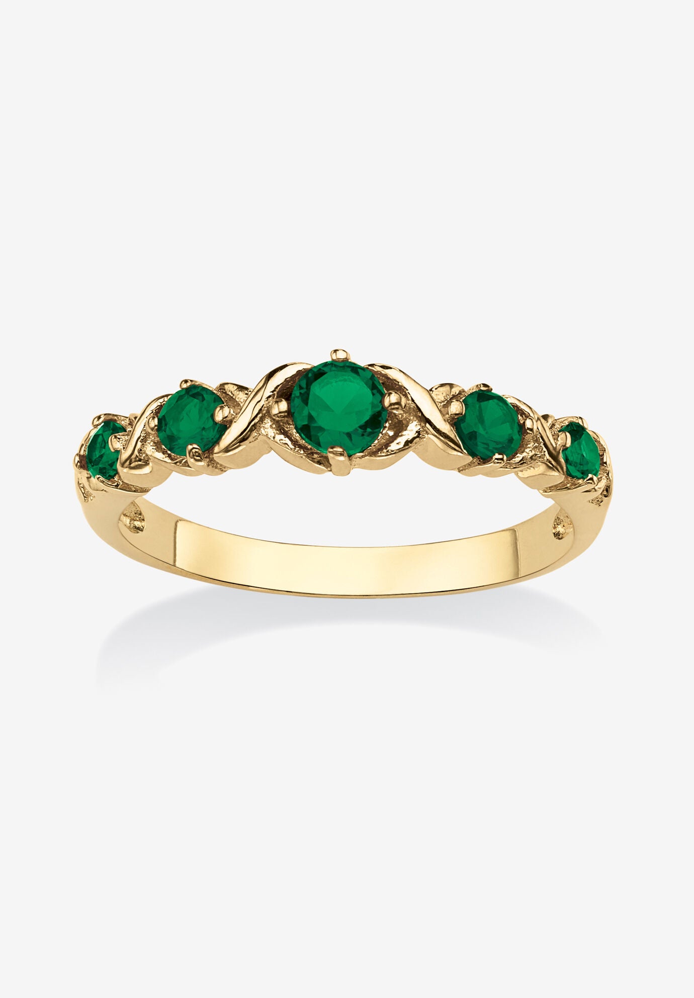 Yellow Gold-Plated Simulated Birthstone Ring, MAY, hi-res image number 0
