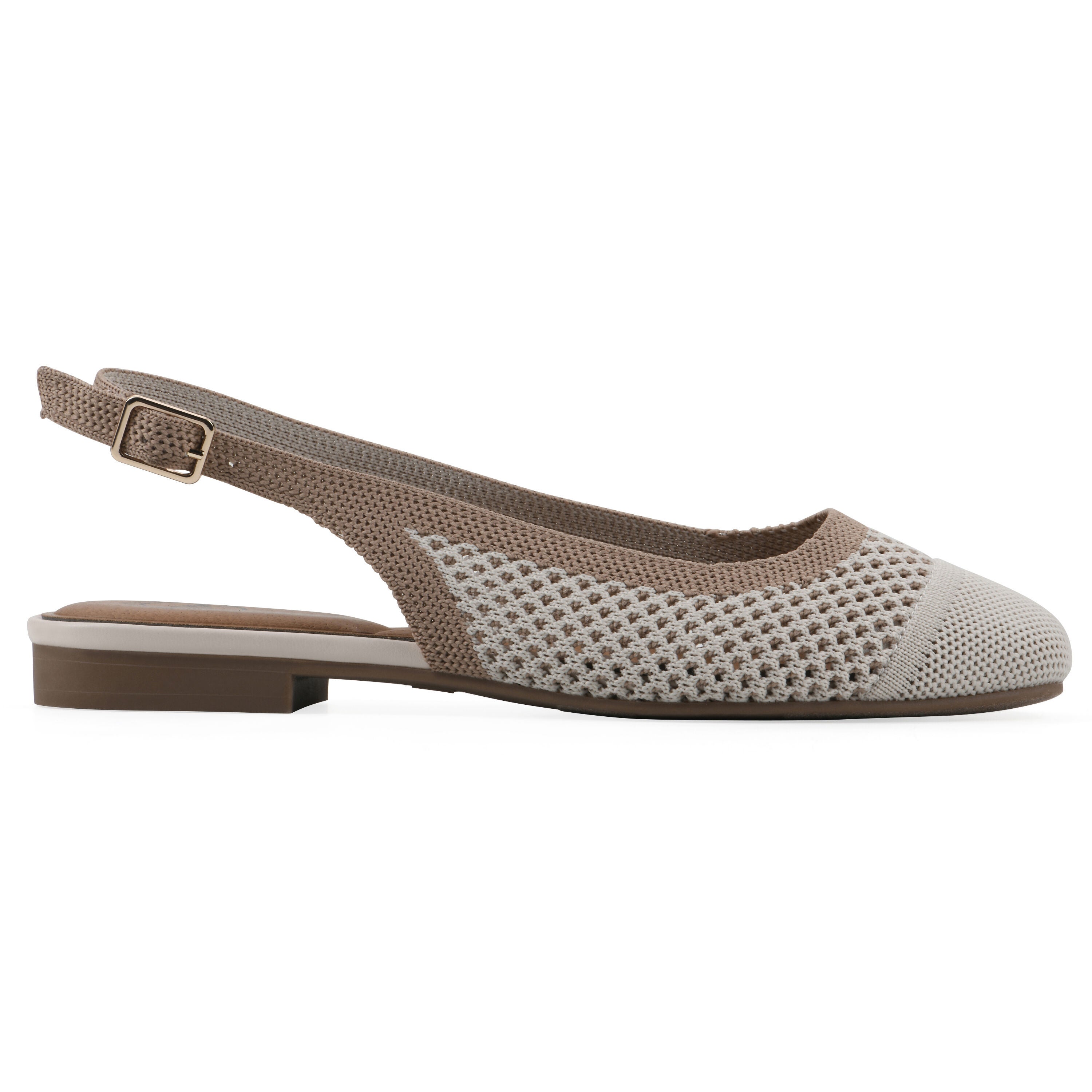 Bonie Sling Back Flat, CREAM TAN MULTI, alternate image number 2