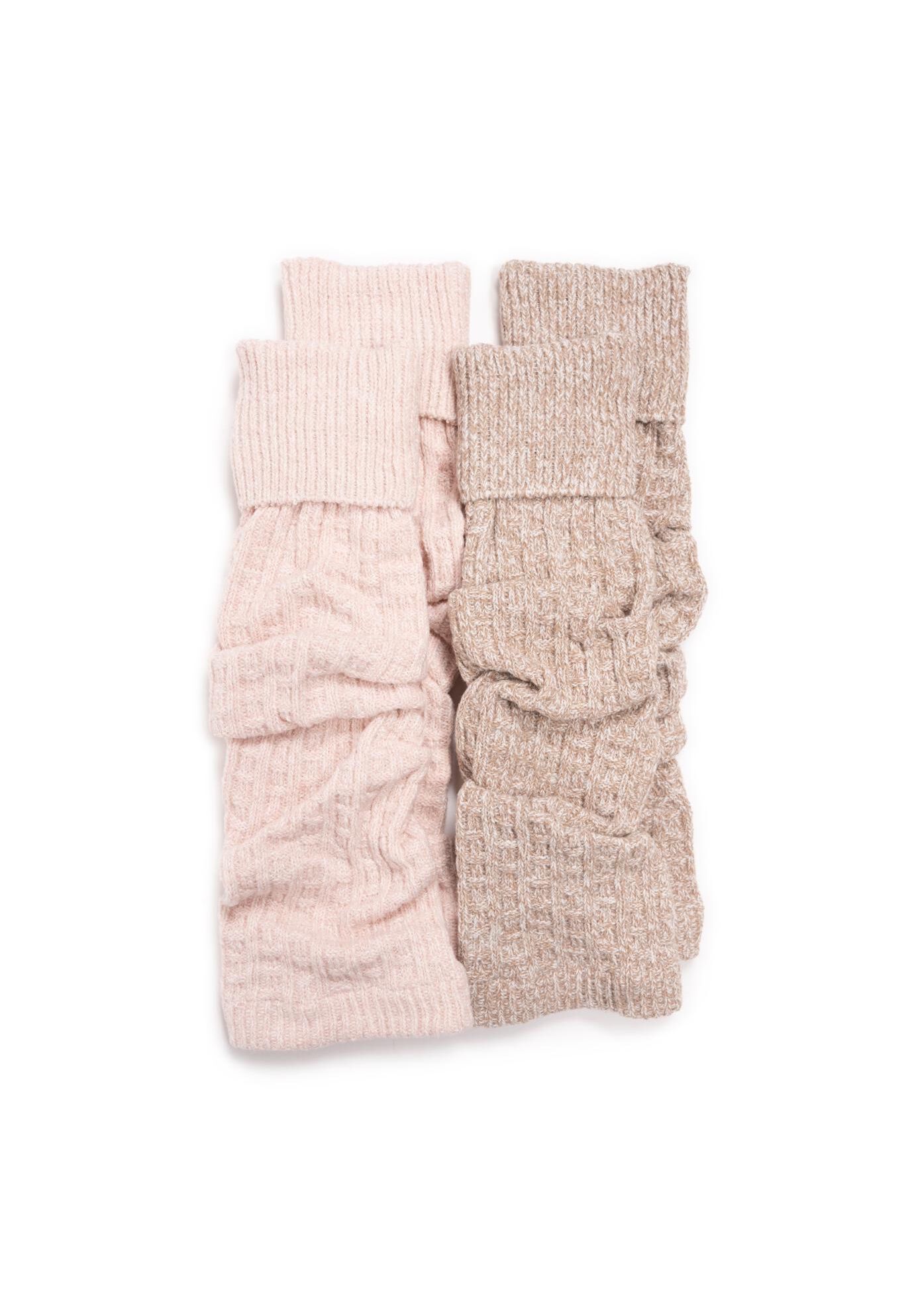 Tall Ribbed Microfiber (2 Pair Pack) Legwarmers, CANDIED PEACH IVORY, hi-res image number 0