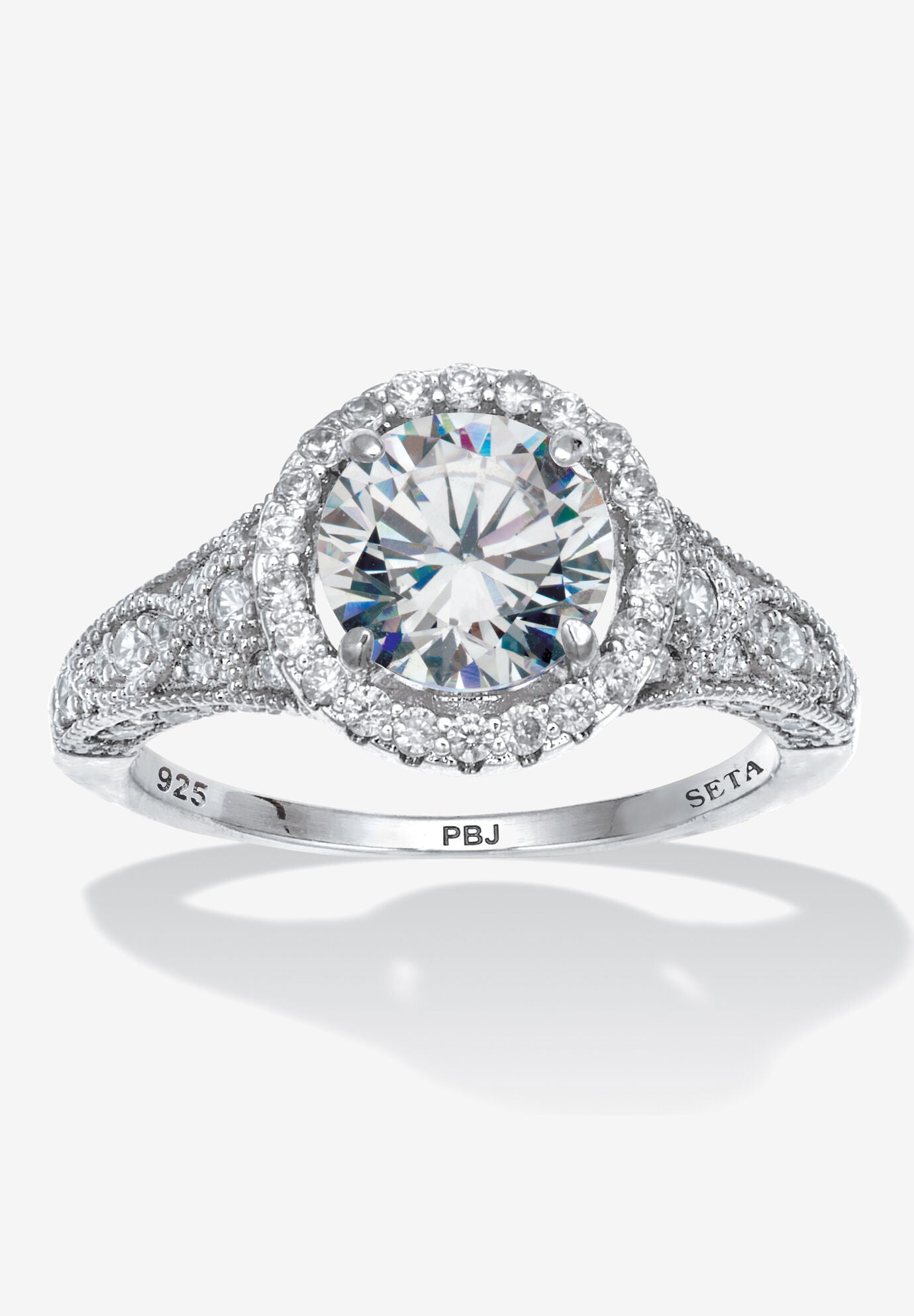 2.86 Tcw Round Cubic Zirconia Engagement Ring, PLATINUM, hi-res image number 0