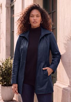 Plus Size A-Line Leather Jacket