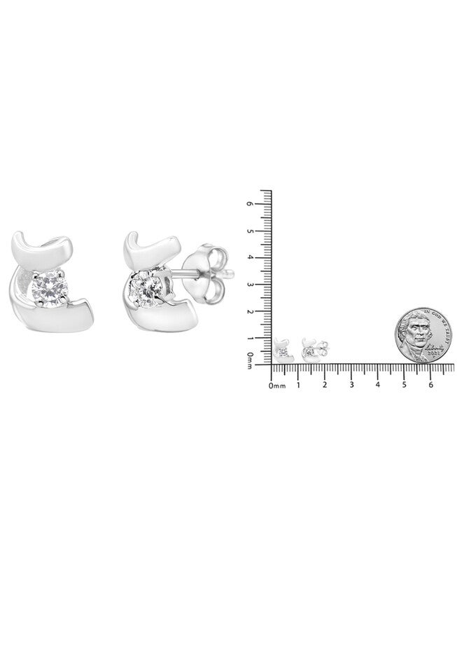 White Gold Round Brilliantcut Diamond Espira Swirls Solitaire Push Back Stud Earrings, , alternate image number null