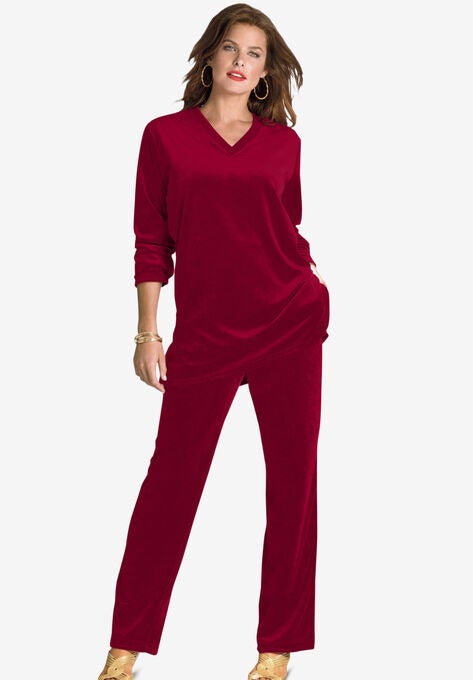 Velour Jogger Set, RICH BURGUNDY, hi-res image number null