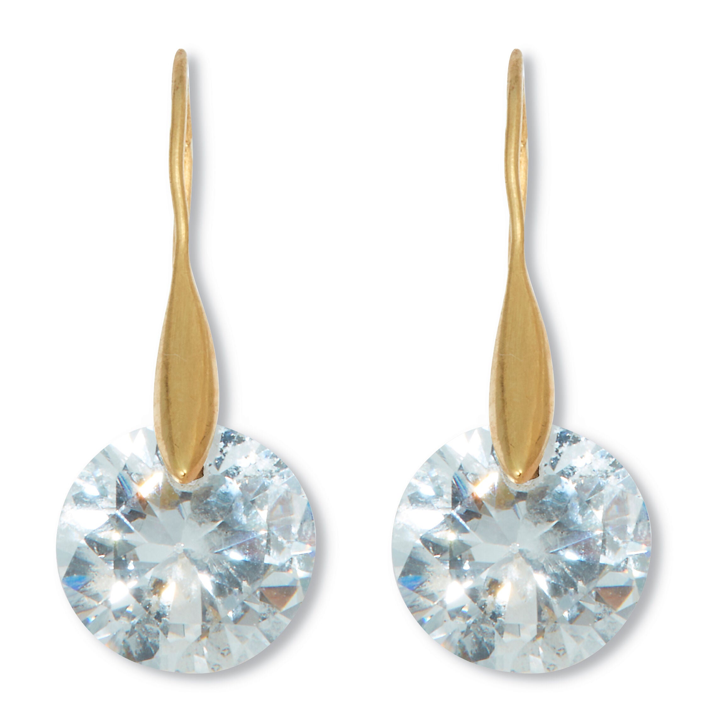 12 TCW Round Cubic Zirconia 18k Yellow Gold-Plated Drop Earrings, WHITE, hi-res image number 0