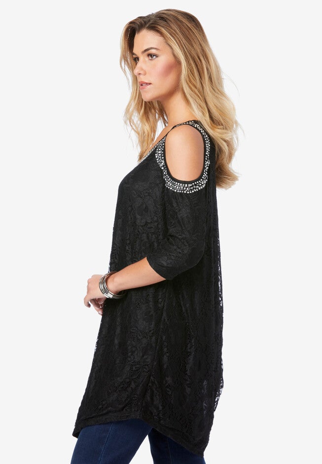 Embellished Cold-Shoulder Tunic, , alternate image number null