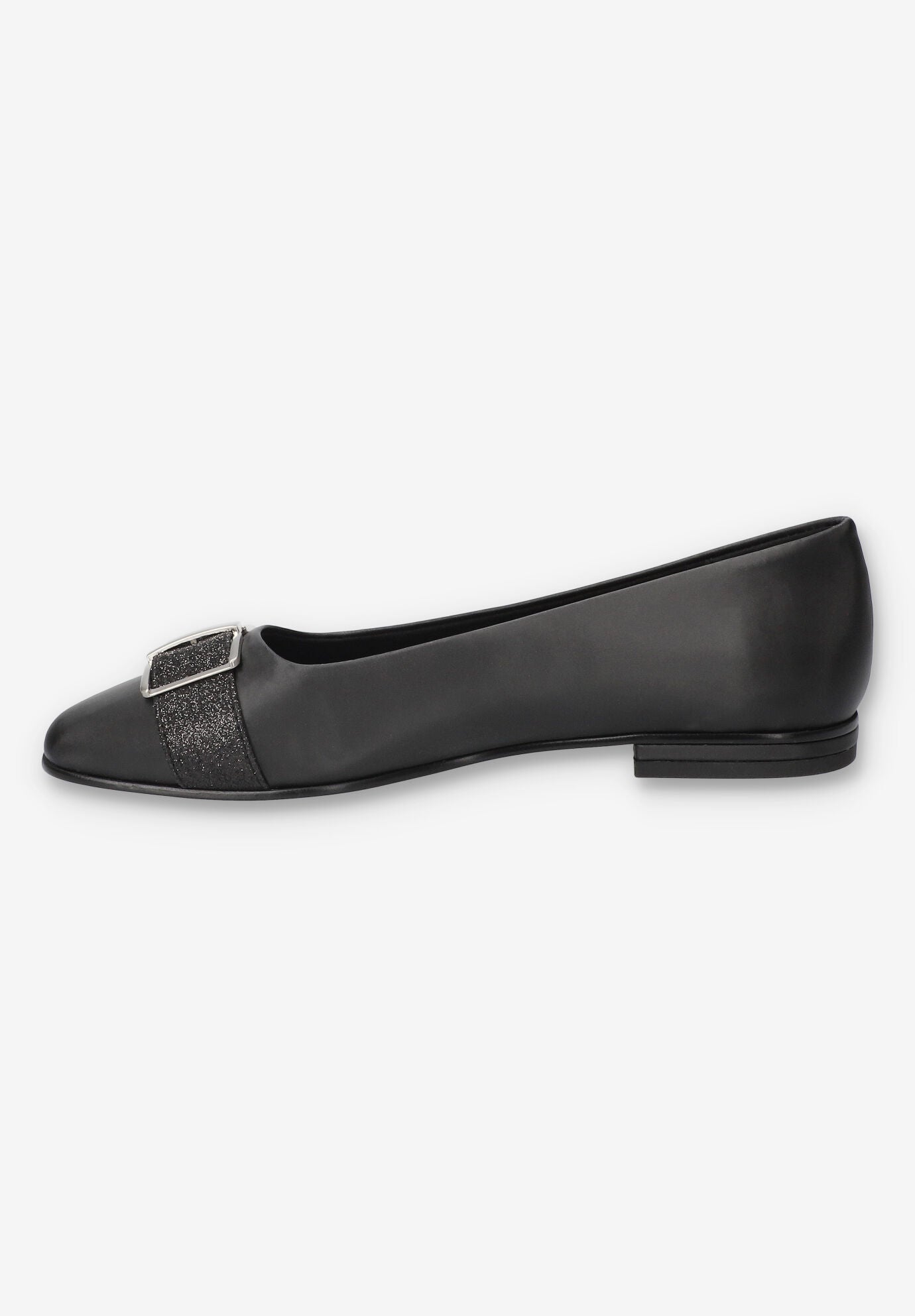 Keely Square Toe Flat, BLACK SATIN, alternate image number 4