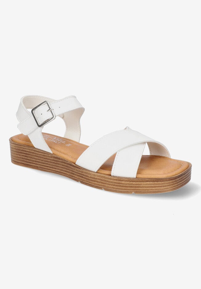 Car-Italy Sandal, WHITE LEATHER, hi-res image number 0