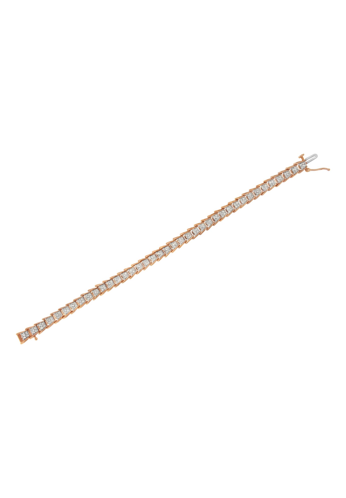 Rose Gold Plated Sterling Silver Diamond Chevron Link Tennis Bracelet, , alternate image number 4