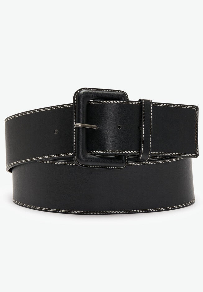 Topstitched Belt, BLACK, hi-res image number null