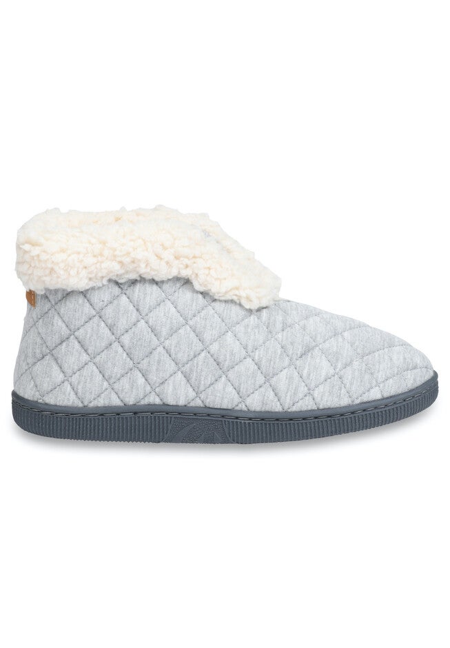 Quilted Jersey Elastic Front Slipper Boot Slippers, , alternate image number null