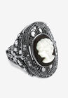 Sterling Silver Onyx & Cubic Zirconia Ring, BLACK, hi-res image number 0