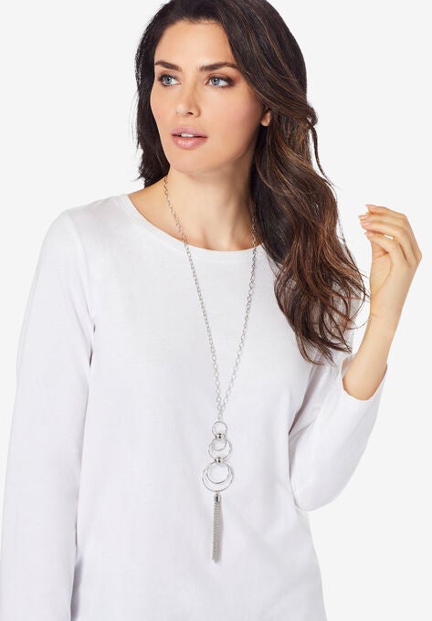 Chain Tassel Pendant Necklace, SILVER, hi-res image number null