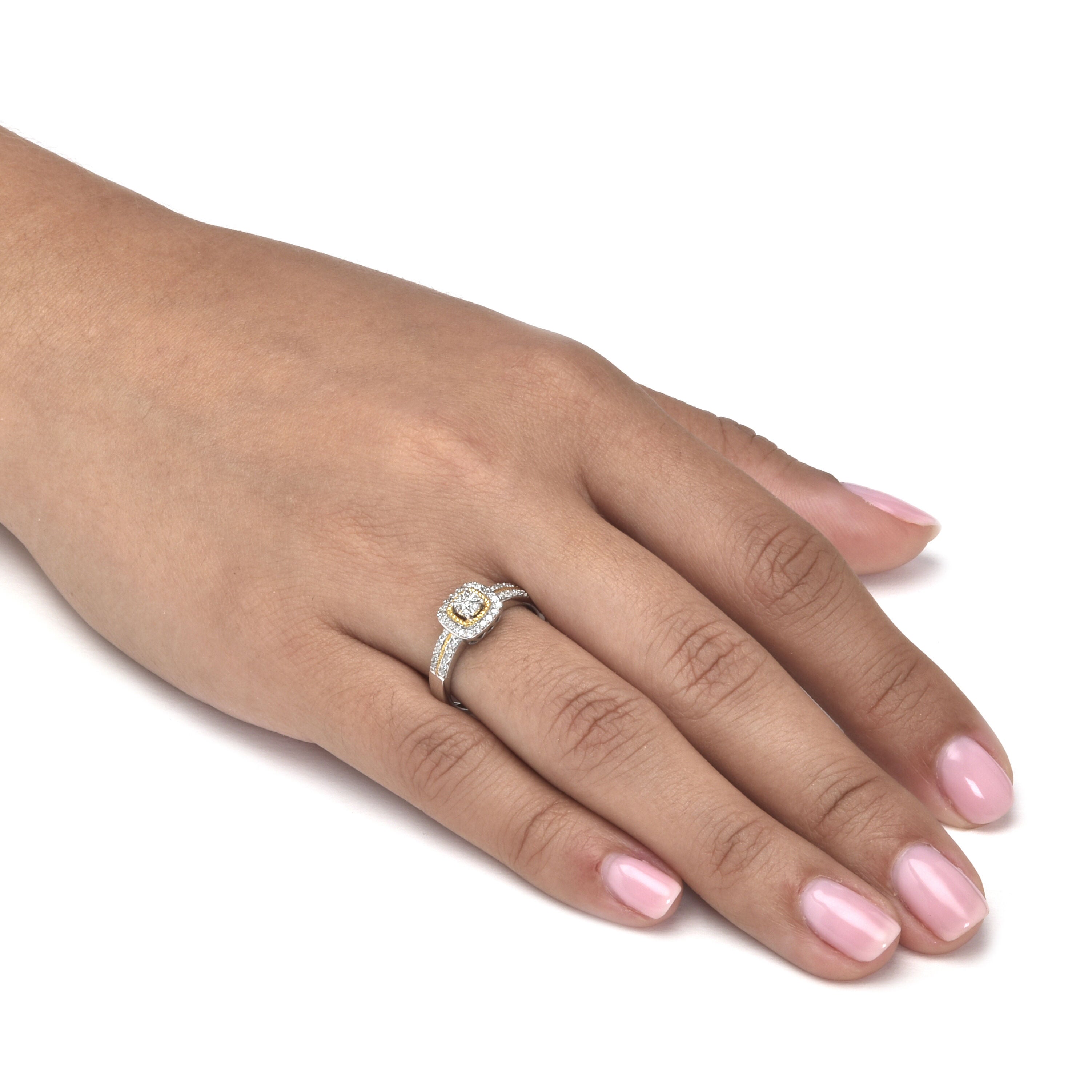 .24 TCW Diamond Sterling Silver Tutone Halo Engagement Ring, WHITE, alternate image number 2