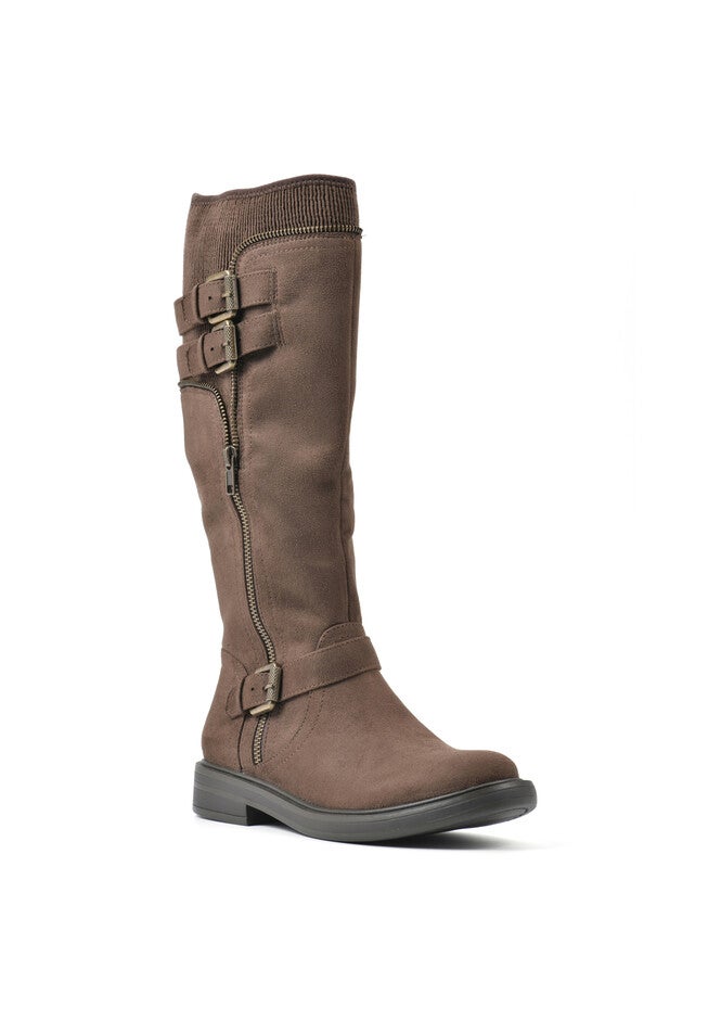 Mazed Wide Calf Boot, BROWN FABRIC, hi-res image number null
