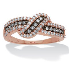 .50 TCW Diamond 14k Rose Gold-Plated Sterling Silver Crossover Ring