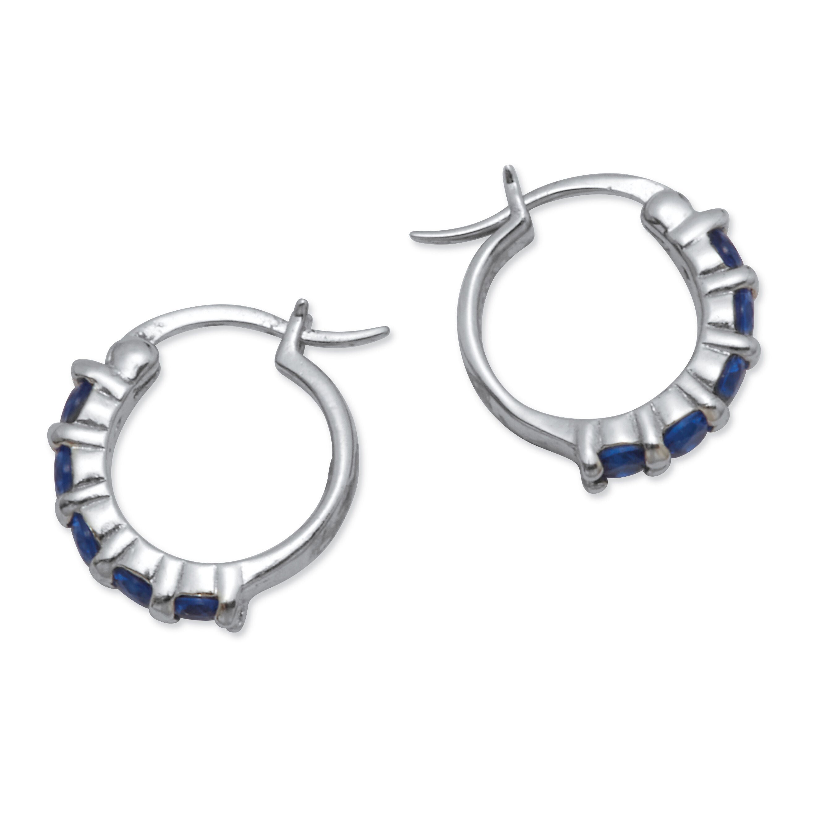 Birthstone Sterling Silver Huggie Hoop Earrings, FEBRUARY, alternate image number 2