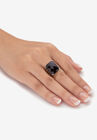 Sterling Silver Natural Black Onyx Checkerboard Cut Ring, , alternate image number 2