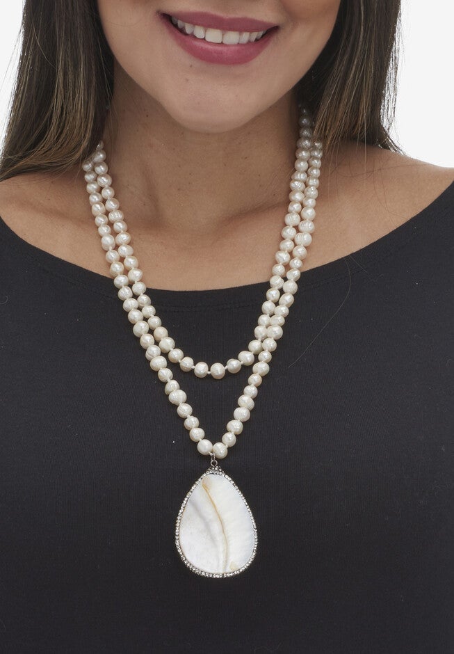 Round Genuine Cultured Freshwater Pearl Silvertone Pendant Necklace 48-inch, , alternate image number null