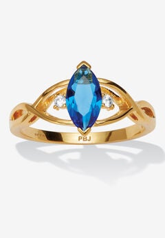 Marquise Simulated Birthstone Gold-Plated Ring