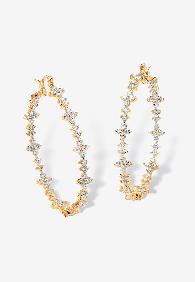 7.20 Tcw Round Cubic Zirconia Gold-Plated Garland Hoop Earrings, CUBIC ZIRCONIA, hi-res image number 0