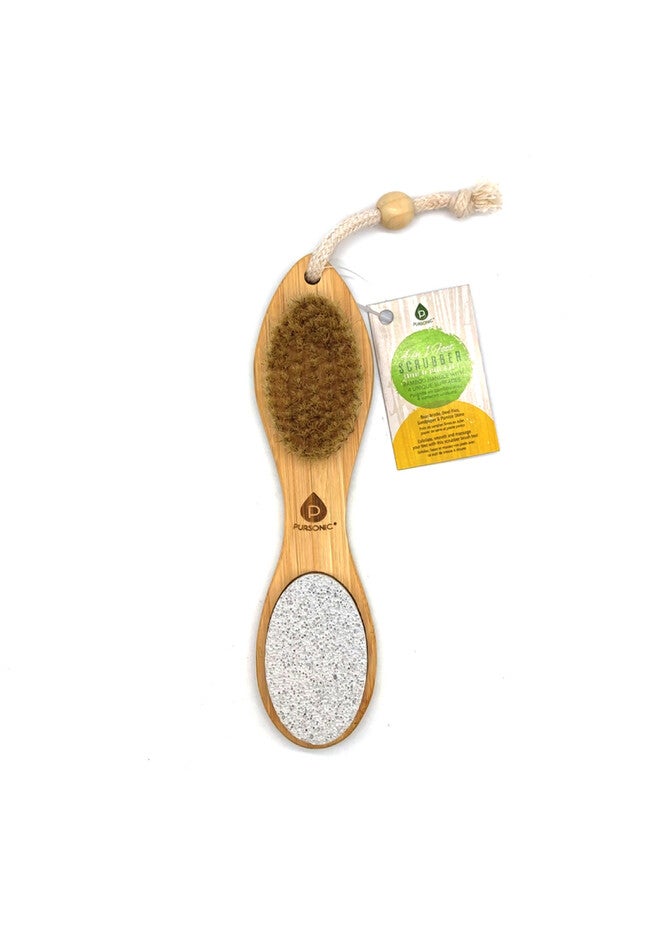 4 In1 Foot Scrubber Bamboo Handle & 4 Unique Surfaces, O, hi-res image number 0