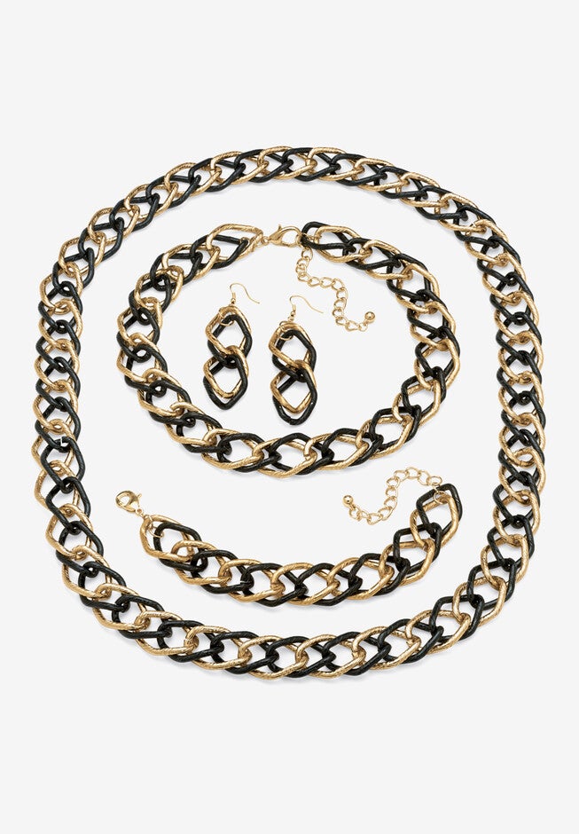 3-Piece Black Ruthenium-Plated Link Set, BLACK, hi-res image number 0